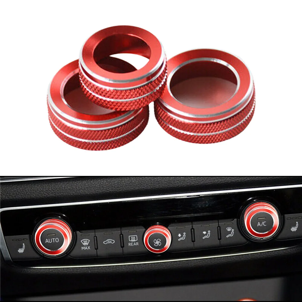 

Part Knob Cover Circle 2014-2019 8V Air Conditioning Button Car For A3 Red Switch Volume Knob Easy Installation