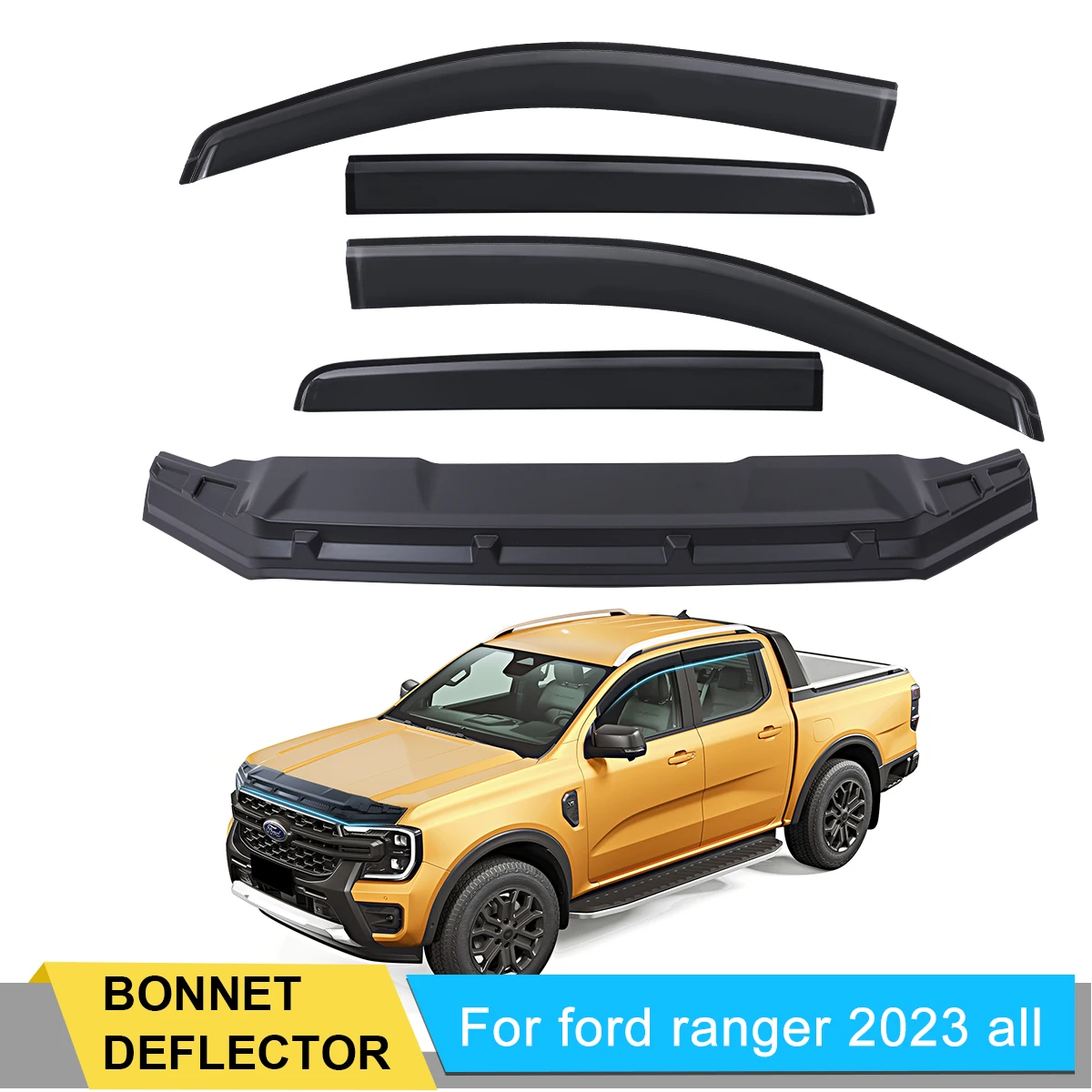 Защитный козырек капота + оконный для Ford Ranger T9 2022 2023 2024 Wildtrak XLT XL XLS Sport аксессуары