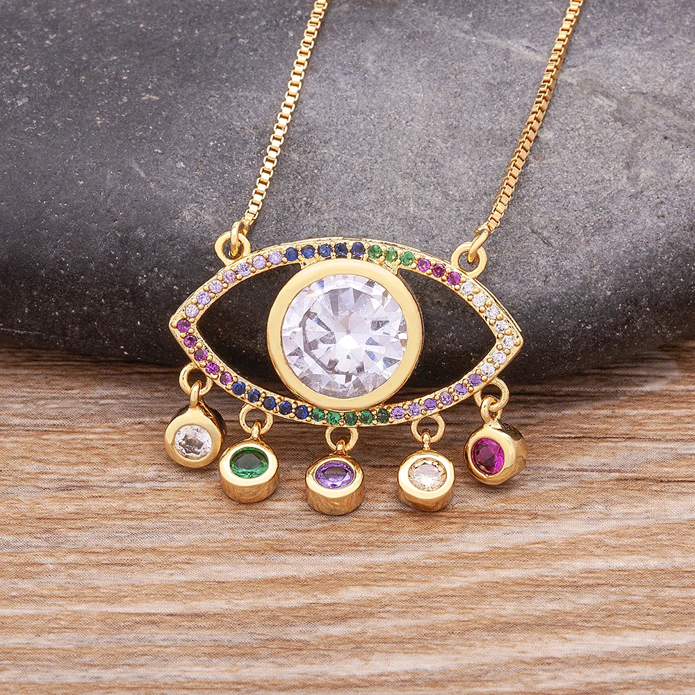 

AIBEF New Arrival Necklace For Women Adjustable Opening Evil Eye Chokers Cubic Zirconia Copper Fine Jewelry Christmas Girl Gifts