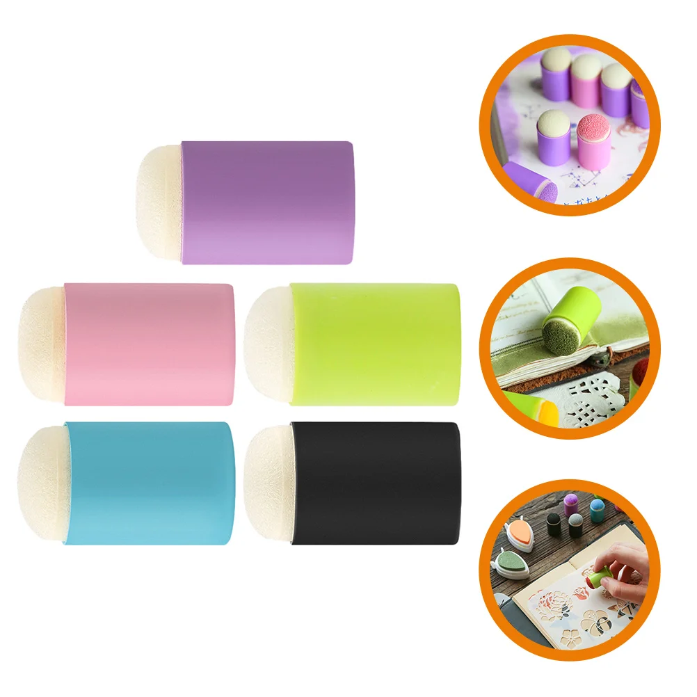 

5 Pcs Painting Sponge Seal Stamps Card Making Applicator Drawing Finger Cots Graffiti Child Kids Playset