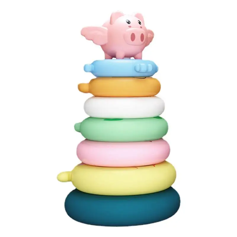 

Игрушка монтессорис для детей, Радужный штабелер в виде животного, башня, свинка, обучающие игрушки для начинающих ходить детей, учебные пособия