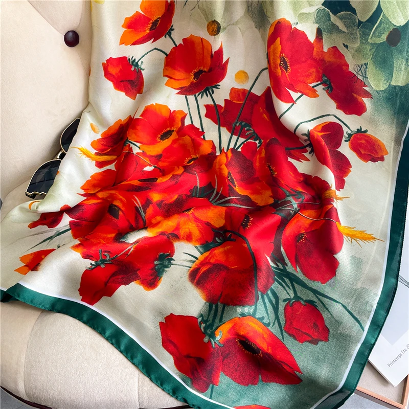 2022 дизайнерский Шелковый квадратный шарф Женская Косынка женский платок