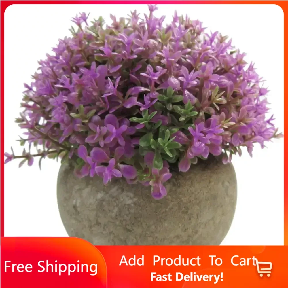 

Mini 5-inch Lifelike Artificial Topiary Purple Plant in Pot for Home Decor Home Accessories Fake Plants Rapid Transit