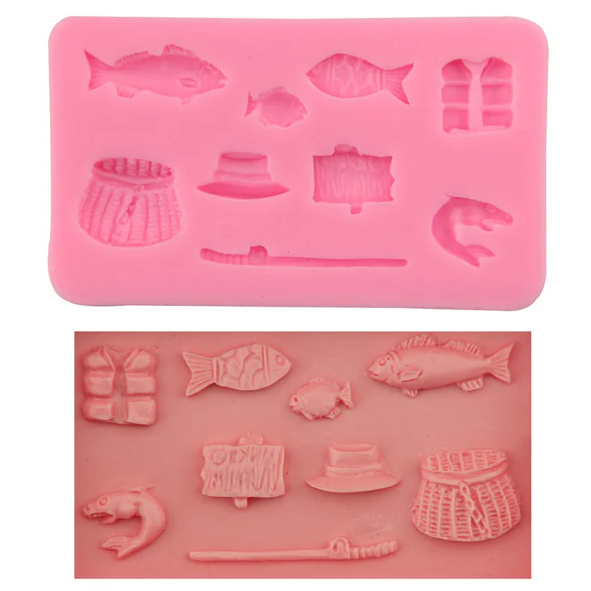 

Fishing Suit Cake Mold DIY Silica Gel Sugar Turning Baking Tool Ice Lattice Soap Mold