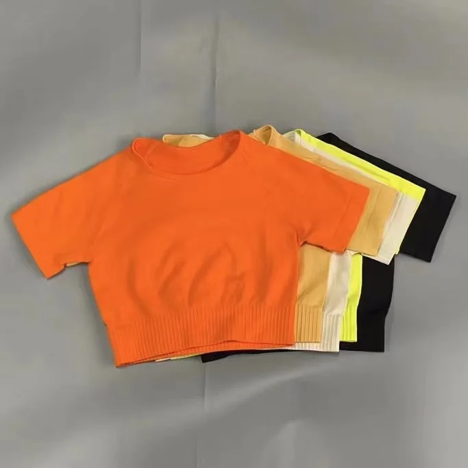 Women's Fitness T-shirts 2022 Clothing Gym Shirt Female Seamless Yoga Top Sportswear Crop Tops Sports Wear For Women T-shirt
