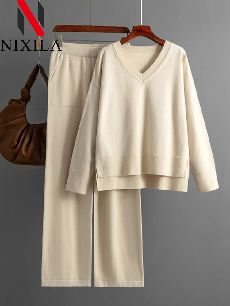 Женский Осенне-зимний Комплект Свитеров Повседневный Теплый Пуловер Топ С