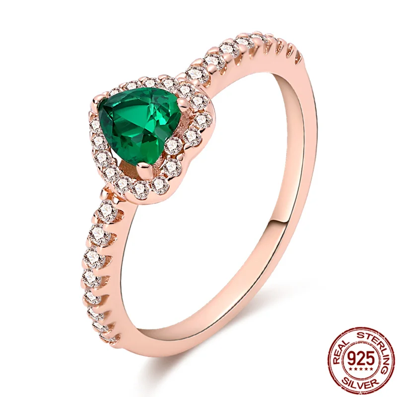 

2022 New Hot Sale 925Sterling Silver High-end Fashion Green Zircon Heart Ring Making For Women Birthday Fashion Jewelry Gift