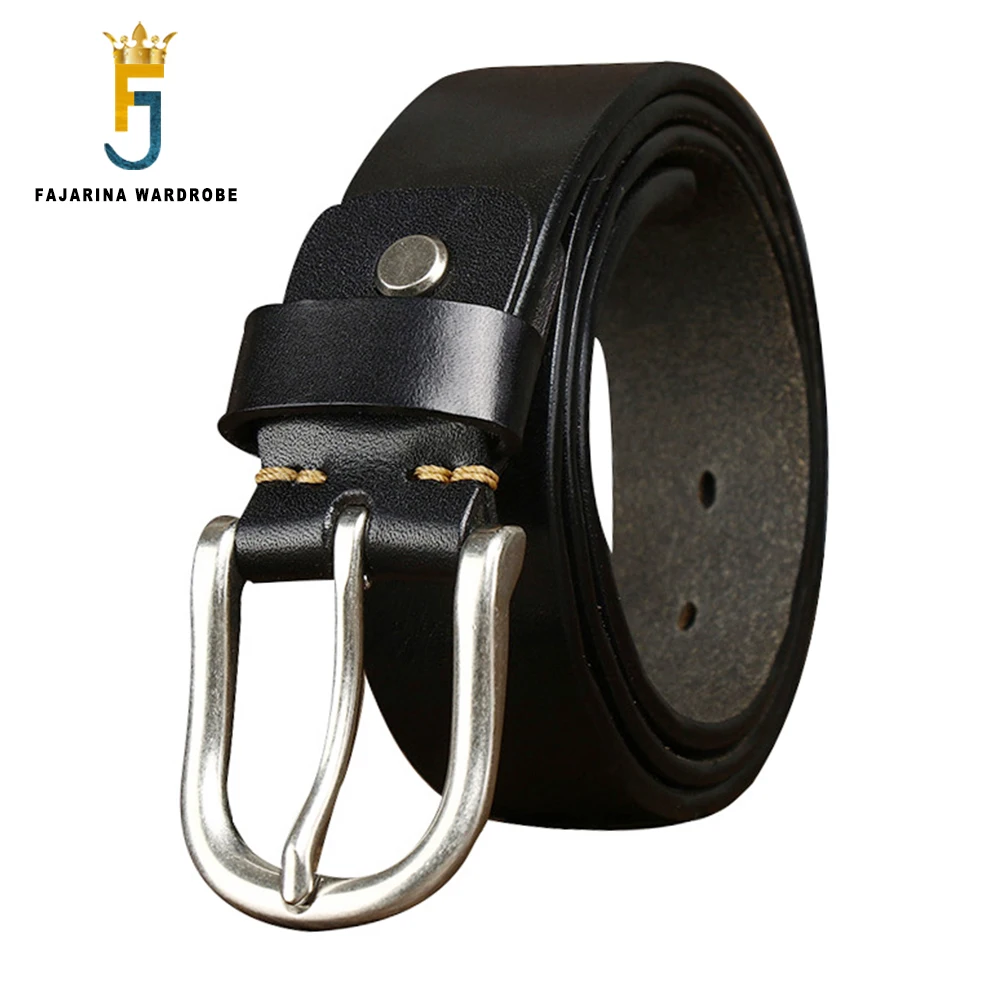FAJARINA Top Quality Personality Design Retro Cowskin Pin Belts Men's Cow Genuine Leather Belt Western Styles N17FJ1220