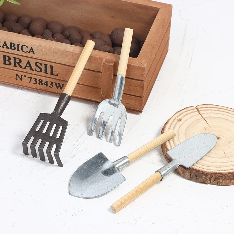 

1:12 Dollhouse Miniatures Gardening Shovel Rake Pitchfork Farm Tool For Doll House Decor Kids Play Toys