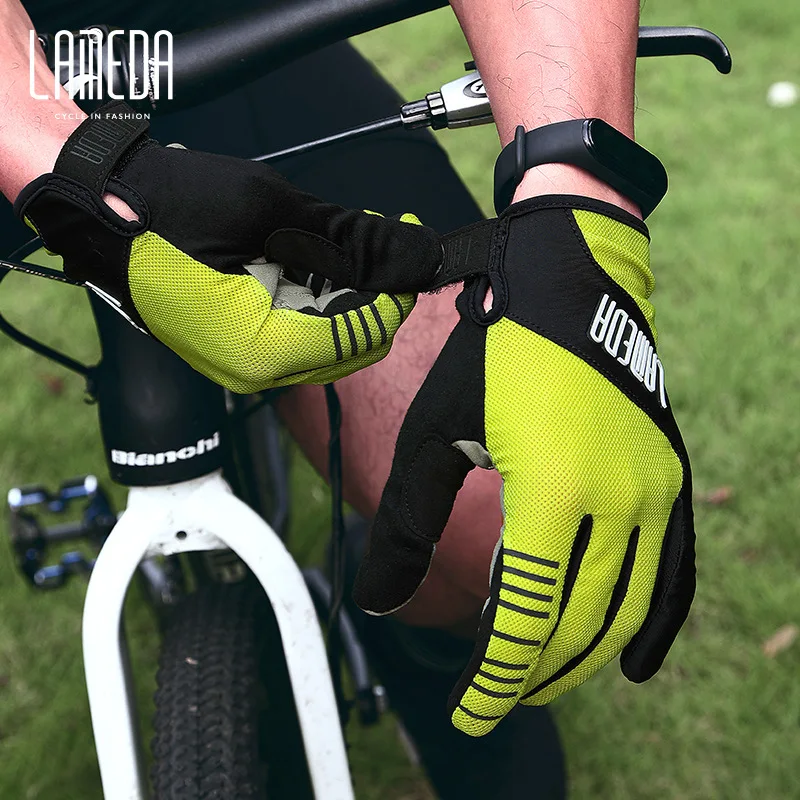 

Велосипедные перчатки LAMEDA, амортизирующие дышащие митенки с закрытыми пальцами для сенсорных экранов, для горных велосипедов, летние