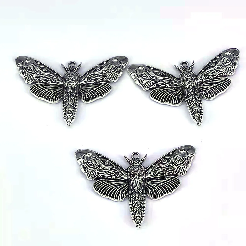 50pcs  50mm*36mm ancient silver new accessories Animal moth skull head moth pendant for DIY women man Accessories