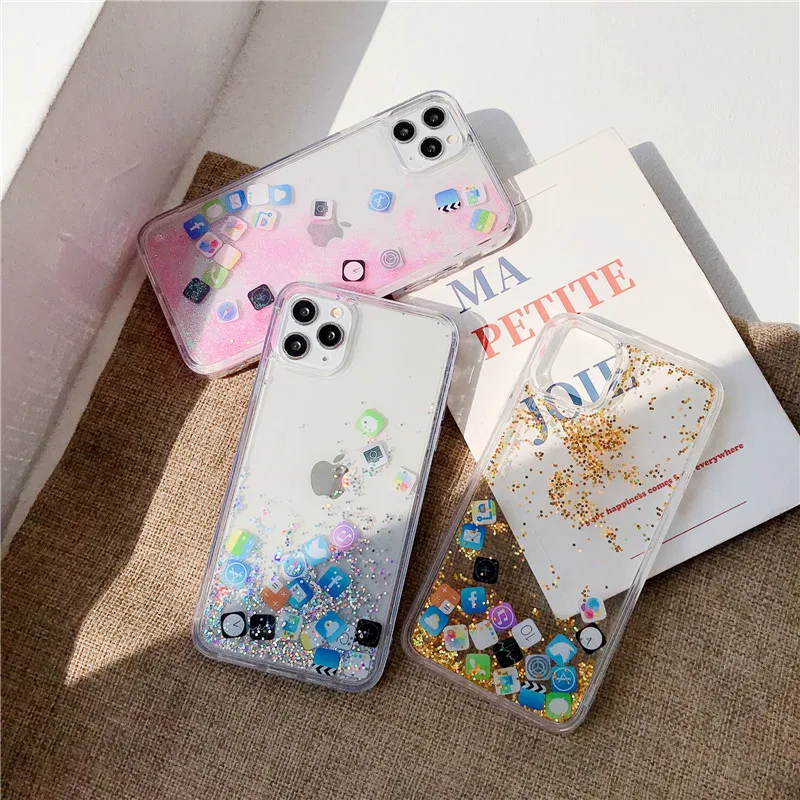 

Creative Personality Quicksand Label Phone Case Cover for IPhone 11 12 13 Pro X XR XS Max Shockproof Case for IPhone 13 Cases