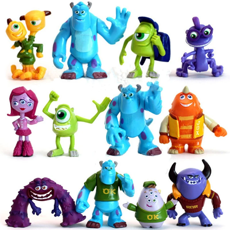 

12pcs/set Disney Pixar Anime Movie Monsters University Action Figures Sulley Mike Wazowski PVC Model Set Toys For Children Gifts