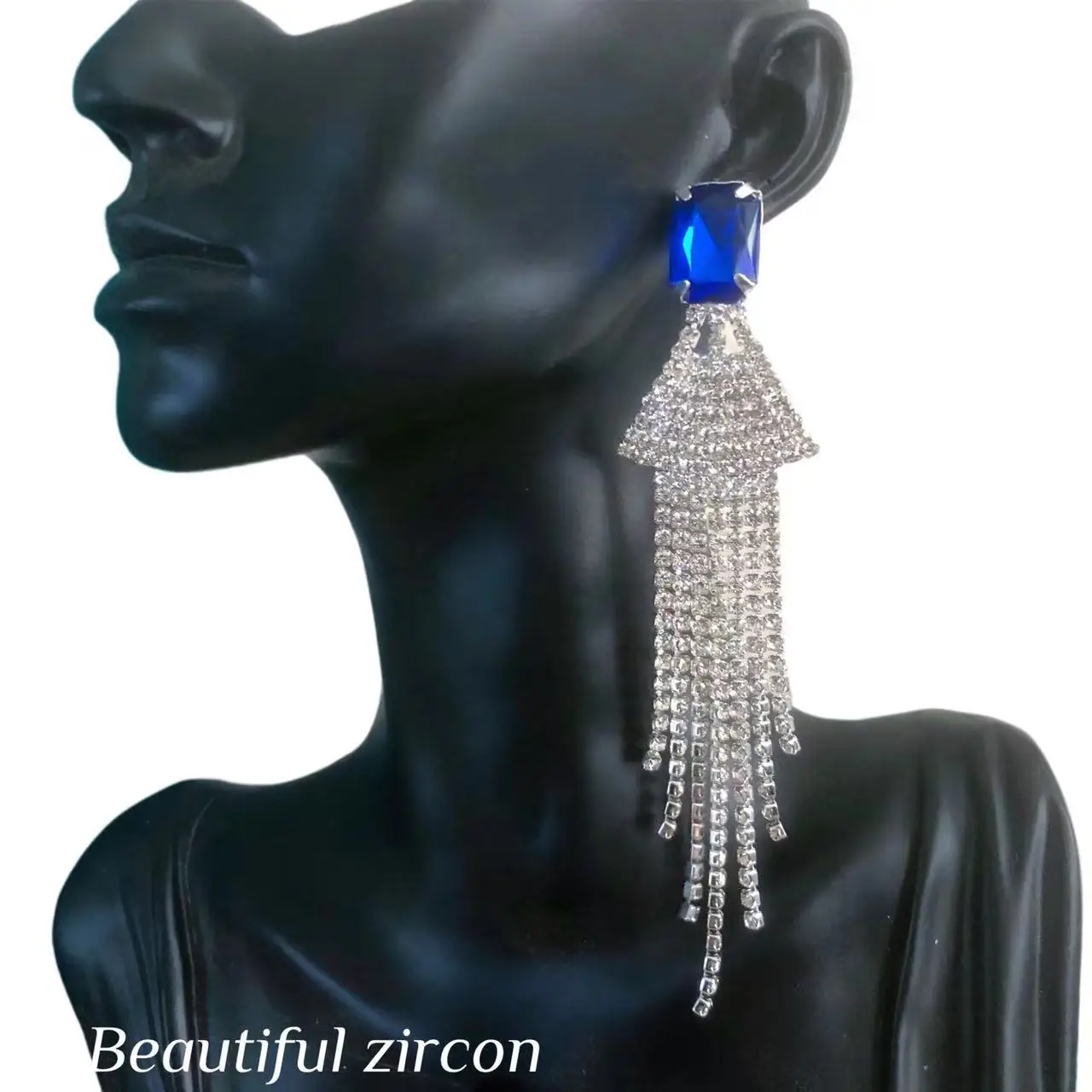

New luxury women's shiny crystal Pendant Earrings Fashion Sexy Rhinestone long Tassel Earrings statement jewelry gift accessorie