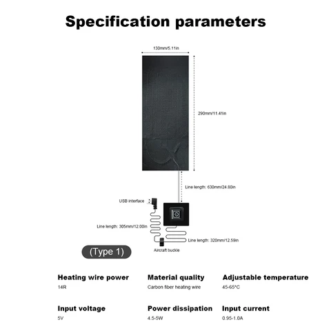 Водонепроницаемые зимние теплые подкладки, регулируемая электрическая нагревательная панель с 3 режимами, нагревательная подкладка 5 В, сделай сам, нагревательная одежда для кемпинга и пешего туризма