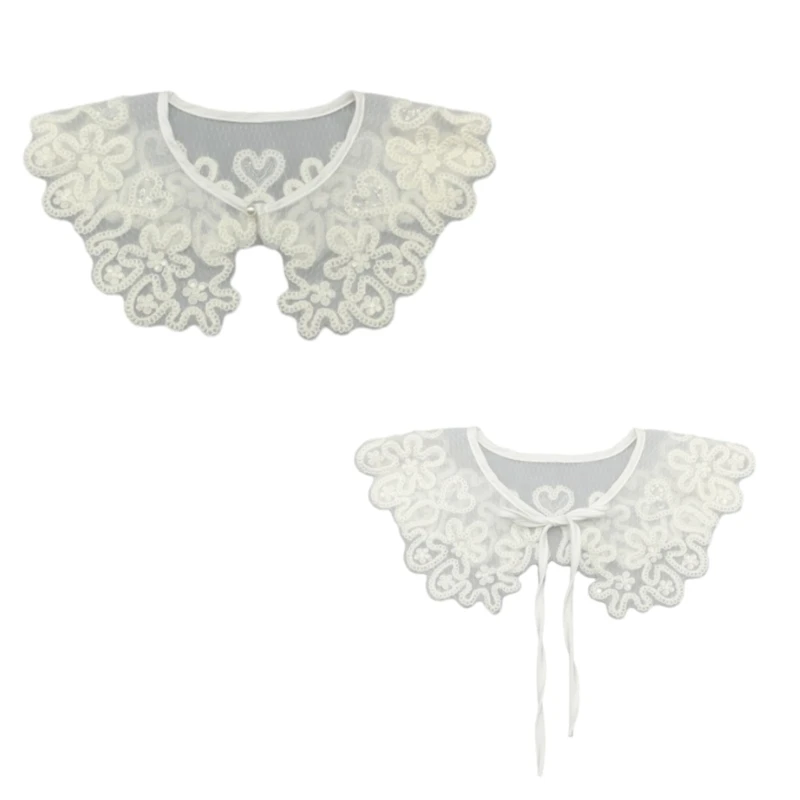 

Woman Lace Neckline Detachable Embroidery Trim Collar DIY Breathable Collar