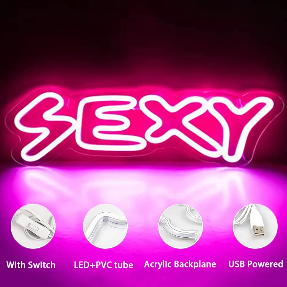 Sexy Neon Sign Wall Decor USB Power Switch LED Neon Sign Bedroom Aesthetic Room Party Bar Club Kawaii Decoration