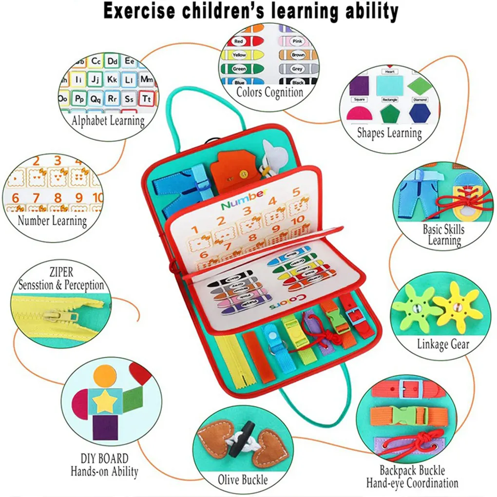 

Lovely Busy Board Basic Felt Preschool Teaching Toy Intelligence Educational Developing Sensory Toys for Children