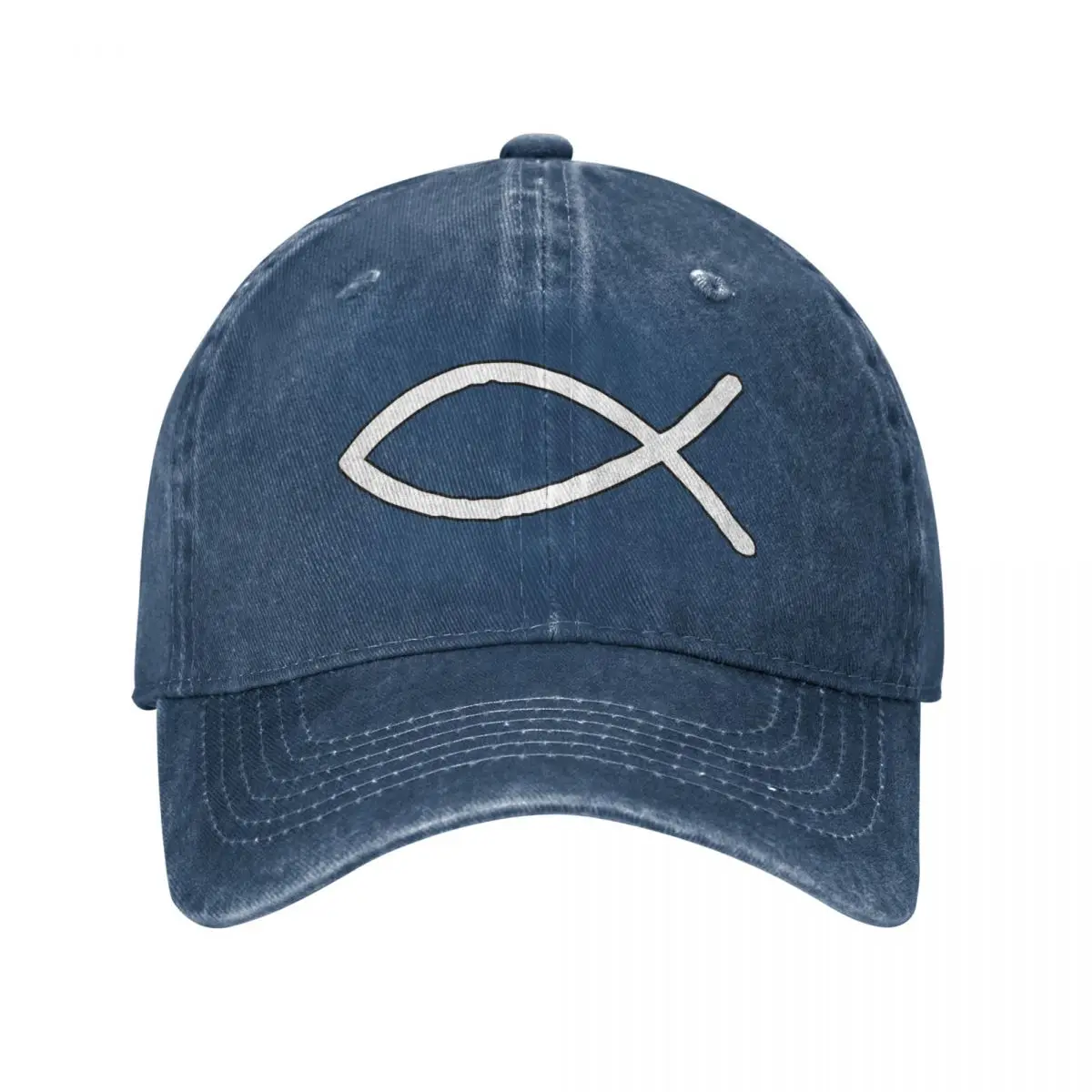 

Jesus Fish Ichthys Christian Symbol Baseball Cap Vintage Distressed Denim Headwear Men Women Outdoor All Seasons Travel Caps Hat