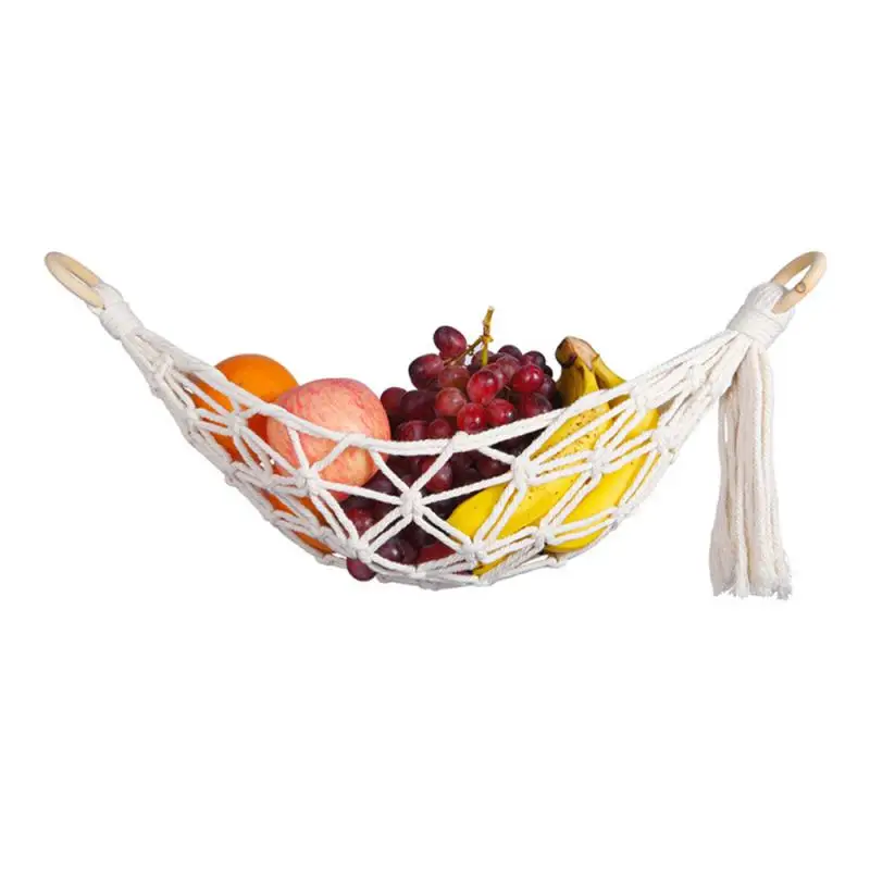 

Made Of High-quality Cotton Rope Fruit Basket Knit Full Air Circulation Fruit Hammock Kitchen Accessories Let Fruit Breathe
