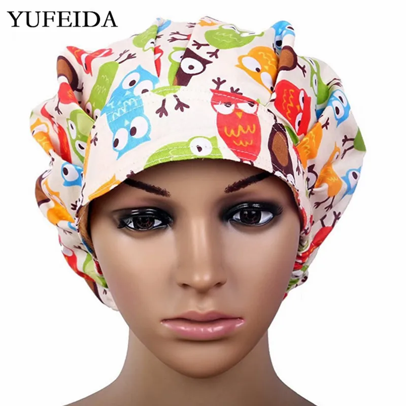 

Women Men Working Caps Unisex Cotton Reuseable Bouffant Hats With Sweatband Kitchen Cooking Hat Scrub Cap Breathable Scrubs Hot