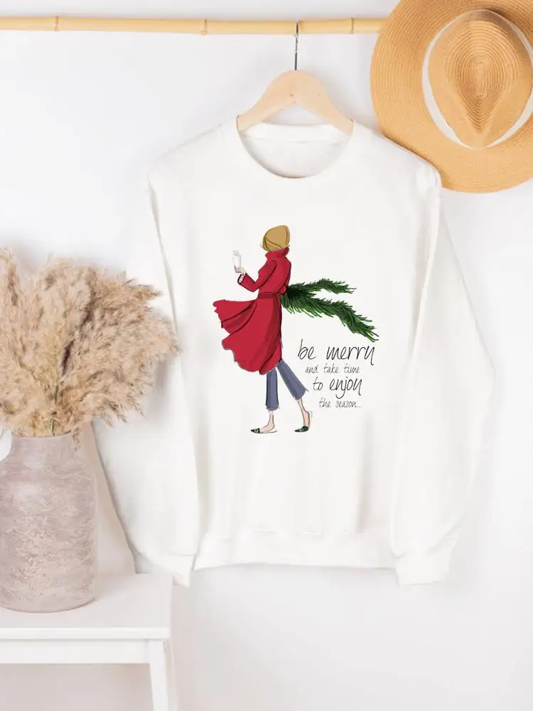 

Tree Watercolor Cartoon Clothing Lady Print Fashion Woman Hoodies Female Graphic Sweatshirts Merry Christmas Women Pullovers
