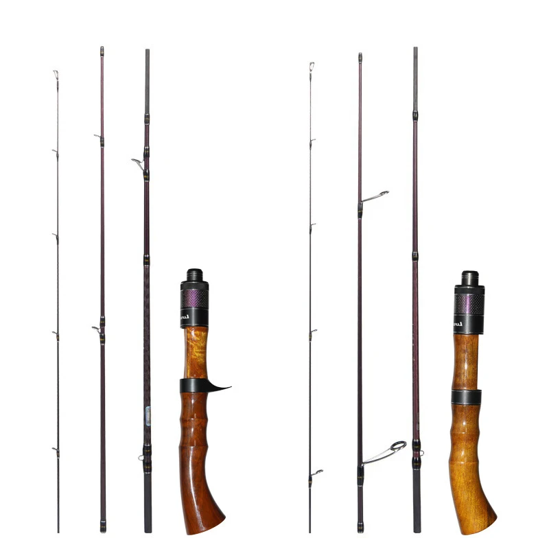 Fishing Rod Portable Lightweight Carbon Fishing Rod F Fast Tune Straight/gun Handle Fishing Rod with Camphor Wood Handle