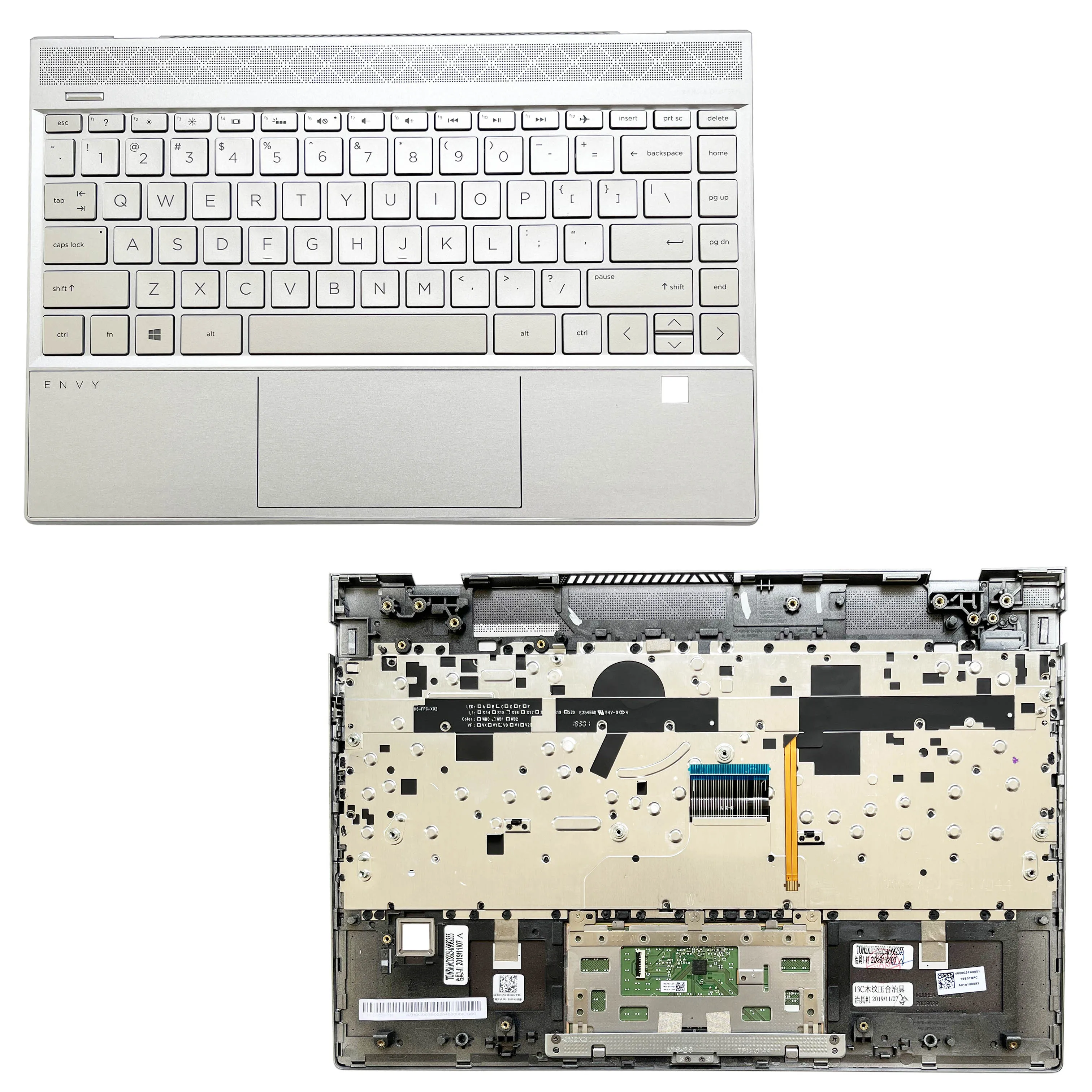 New Laptop Case Palmrest for HP Envy13 Envy 13-AQ TPN-W144 Palmrest Keyboard With Touchpad Upper Housing L54933-001 Silver