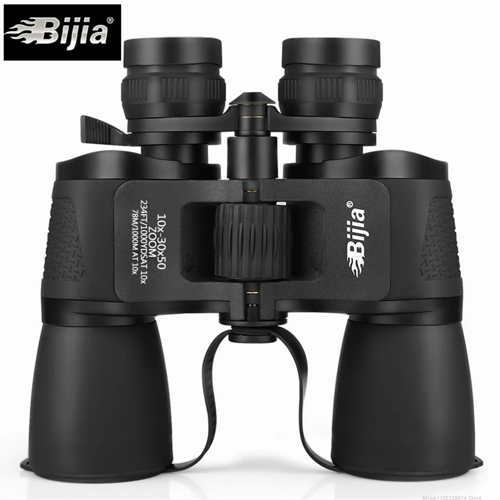 BIJIA 10-30X50 Binoculars Powerful Long Range Zoom Hunting Telescope Professional Binoculars HD Nitrogen Waterproof