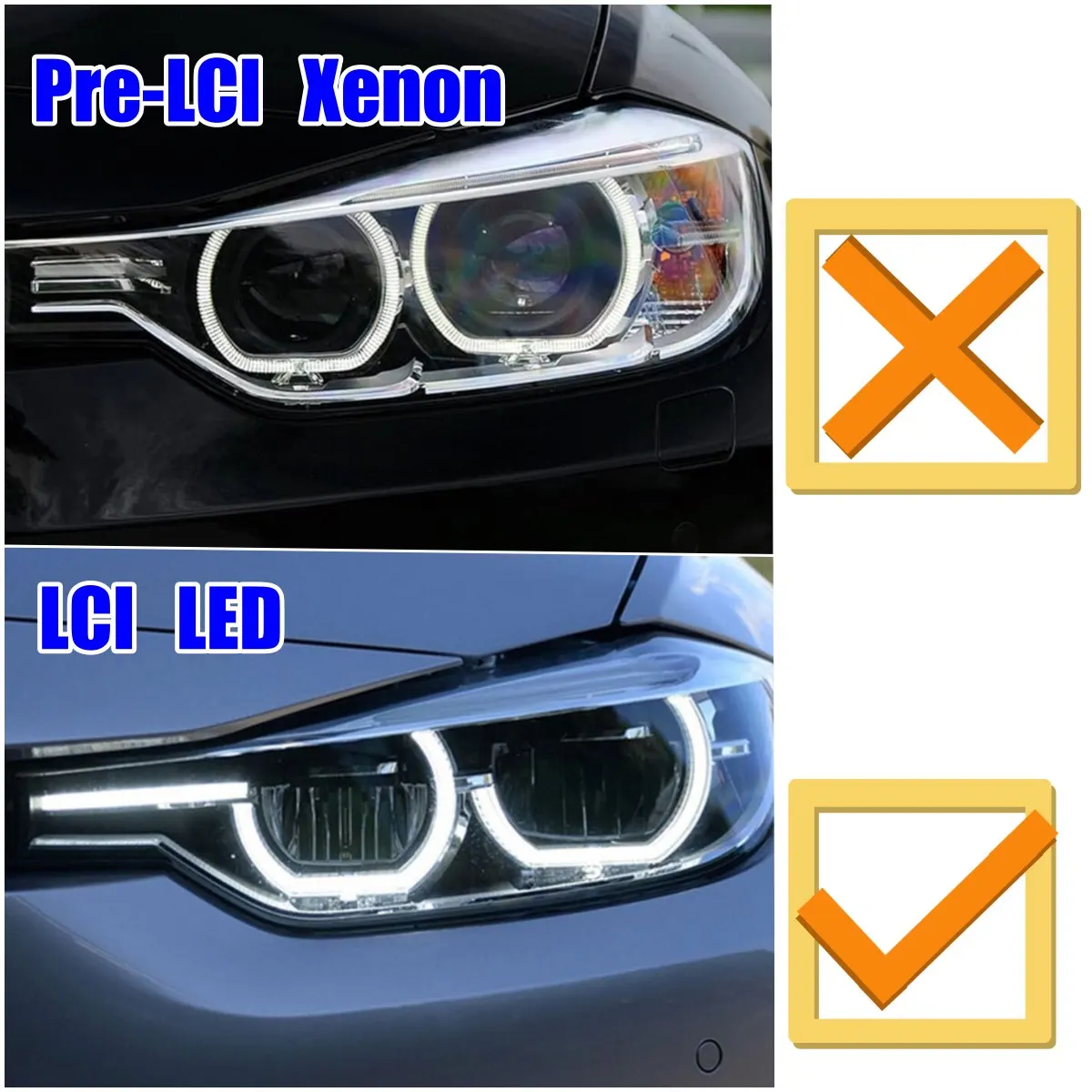 Фото Светодиодные платы CSL Angel Eyes DRL для BMW 3 серии 2016-2018 годов выпуска (модели 318i, 320i, 320e, 340i, 330i, 328i LCI) для светодиодных фар, артикул 63117419615. №3