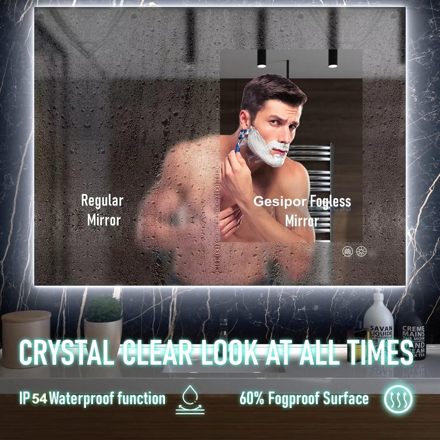 

Smart Bathroom Mirror With Led Light Adjustable Backlit With Defogging Decorative Mirrors Make-Up Mirror Cabinet Wall Mounted