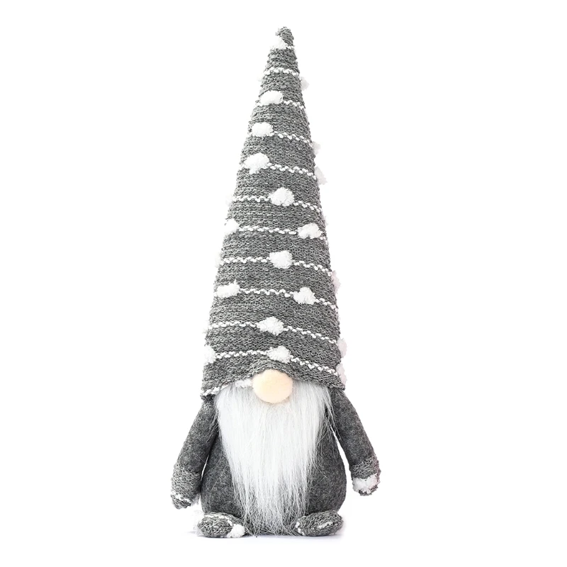 

Knitted Snowflake Hat Christmas Gnome Desktop Ornaments Plush Cute Elf Soft for Doll Home Desk Craftwork Bedroom Decor