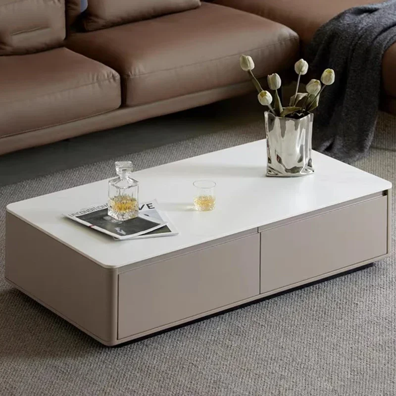 Белый кофейный столик в скандинавском стиле прямоугольный дизайнерский простой