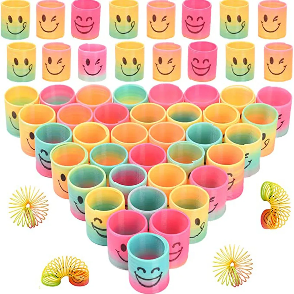 

Spring Rainbow Party Gift Mini Plastic Coil Spring Toy Decompression Pressure Coil Mini Spring Toy Gift Bag Filler Pinata
