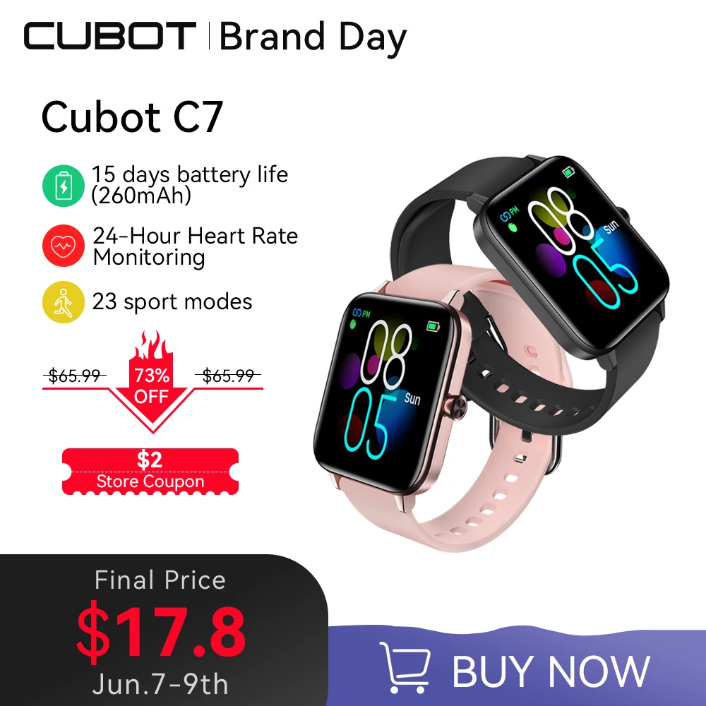 Cubot C7 IP68 Waterproof SmartWatch Heart Rate Monitor Fitness For Android IOS Sport Smart Watch for Men Women For Xiami Iphone