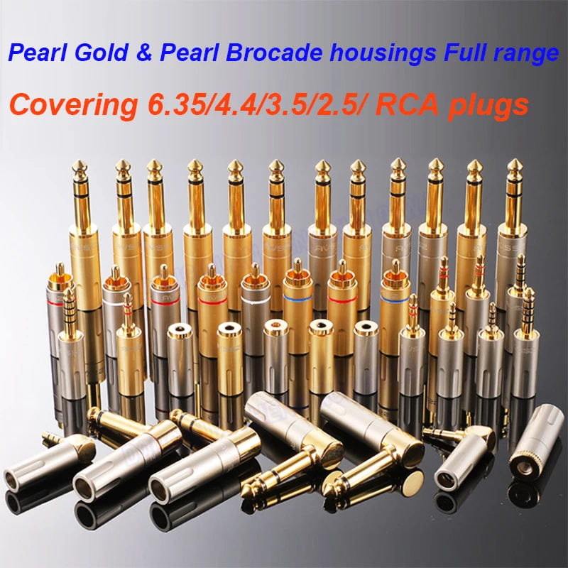 

6.35 Straight Bent Jack Plug 2/3 Core TRS Stereo Fever HIFI Pearl Gold Plated 6.35 Speaker Cable Adapter Terminal Connector