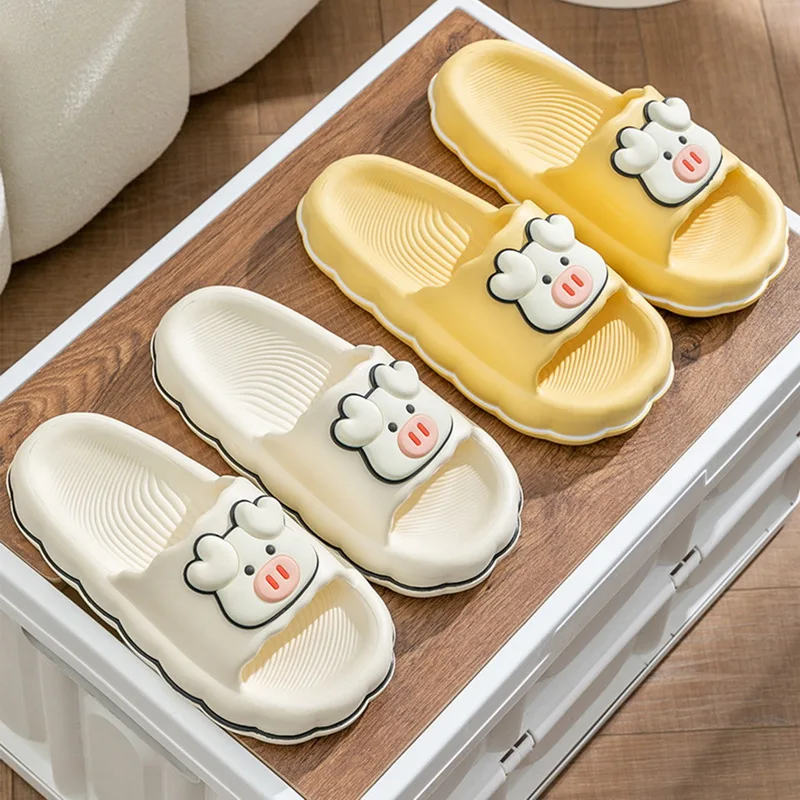 

Женские летние шлепанцы из ЭВА на мягкой подошве, Симпатичные маленькие сандалии в форме свиньи, пляжные сандалии на толстой платформе, Нескользящие комнатные шлепанцы для пар