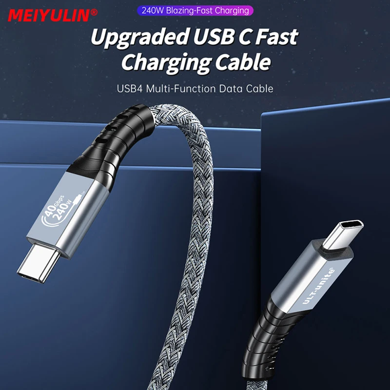

USB4 8K 4K Type C Gen3 40Gbps Cable 240W Fast Charging PD3.1 QC4.0 Compatible Thundebolt 4 Full-Featured Data Wire Support 6K 5K