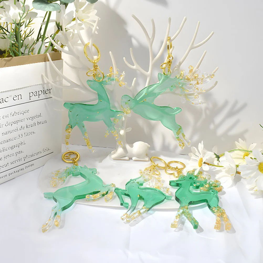 

3Pcs Xmas Elk Mold Silicone Casting Mold Multi-use Christmas Elk Mold Keychain DIY Elk Mold Decors