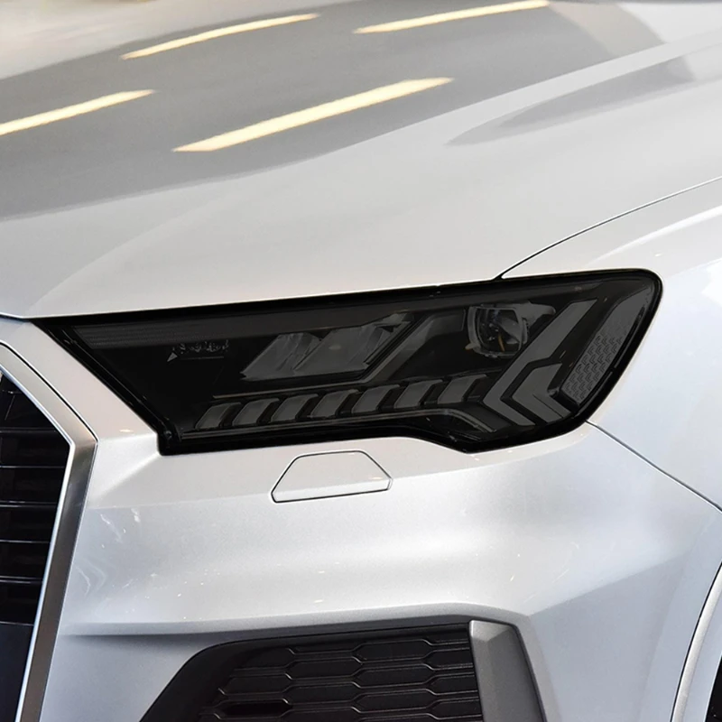 

2 Pcs Car Headlight Protective Film Headlamp Restoration Transparent Black TPU Sticker For Audi A3 A5 A7 Q2 Q7 2020 Accessories
