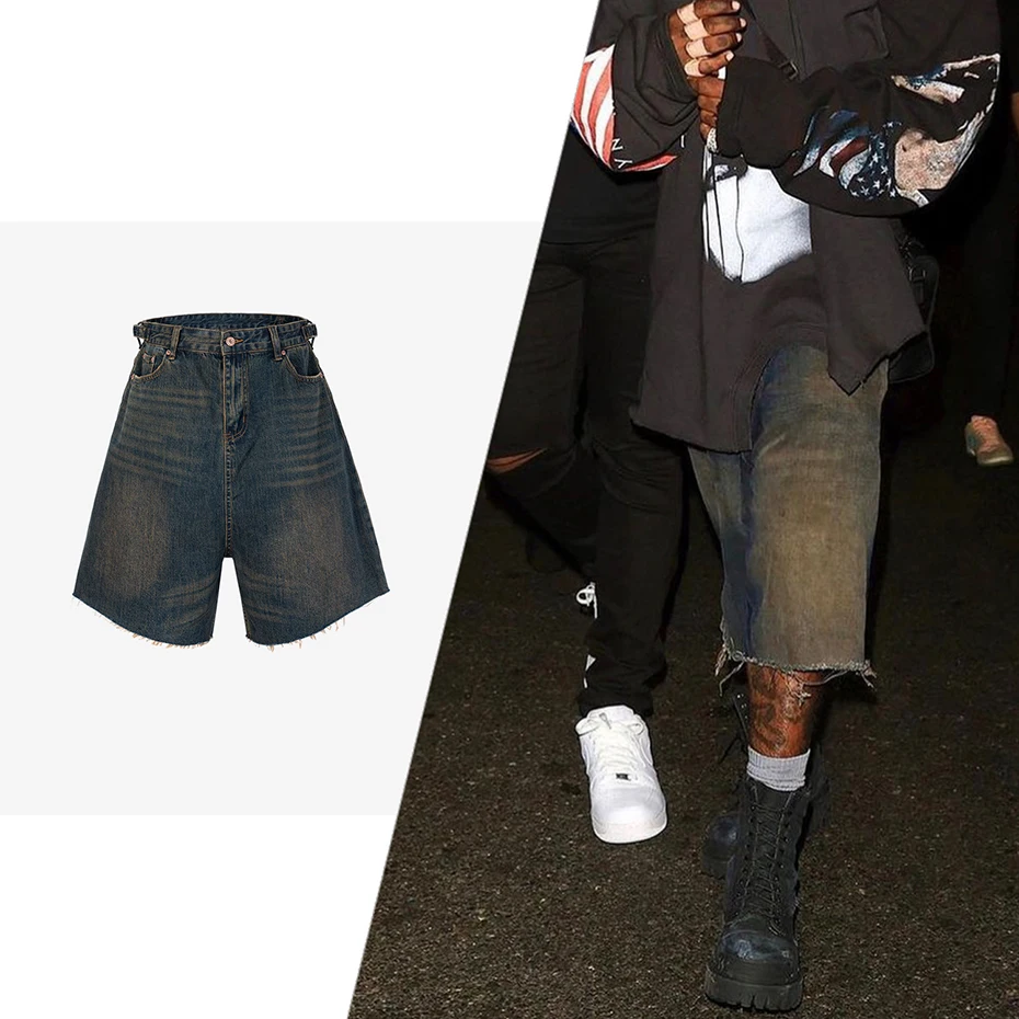 Шорты мужские джинсовые с широкими штанинами