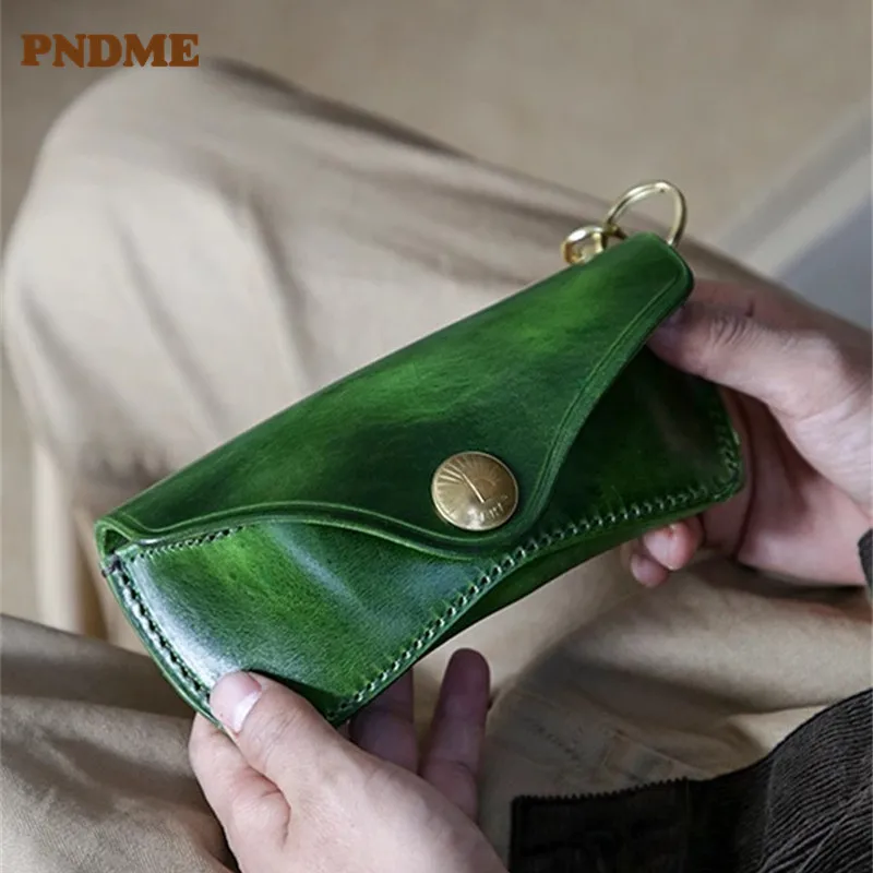 PNDME organizer designer genuine leather men's women's glasses bag outdoor travel natural real cowhide glasses protection bag