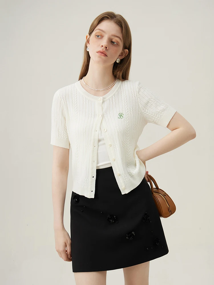 Летний вязаный кардиган FSLE универсальный Повседневный Топ для женщин новый