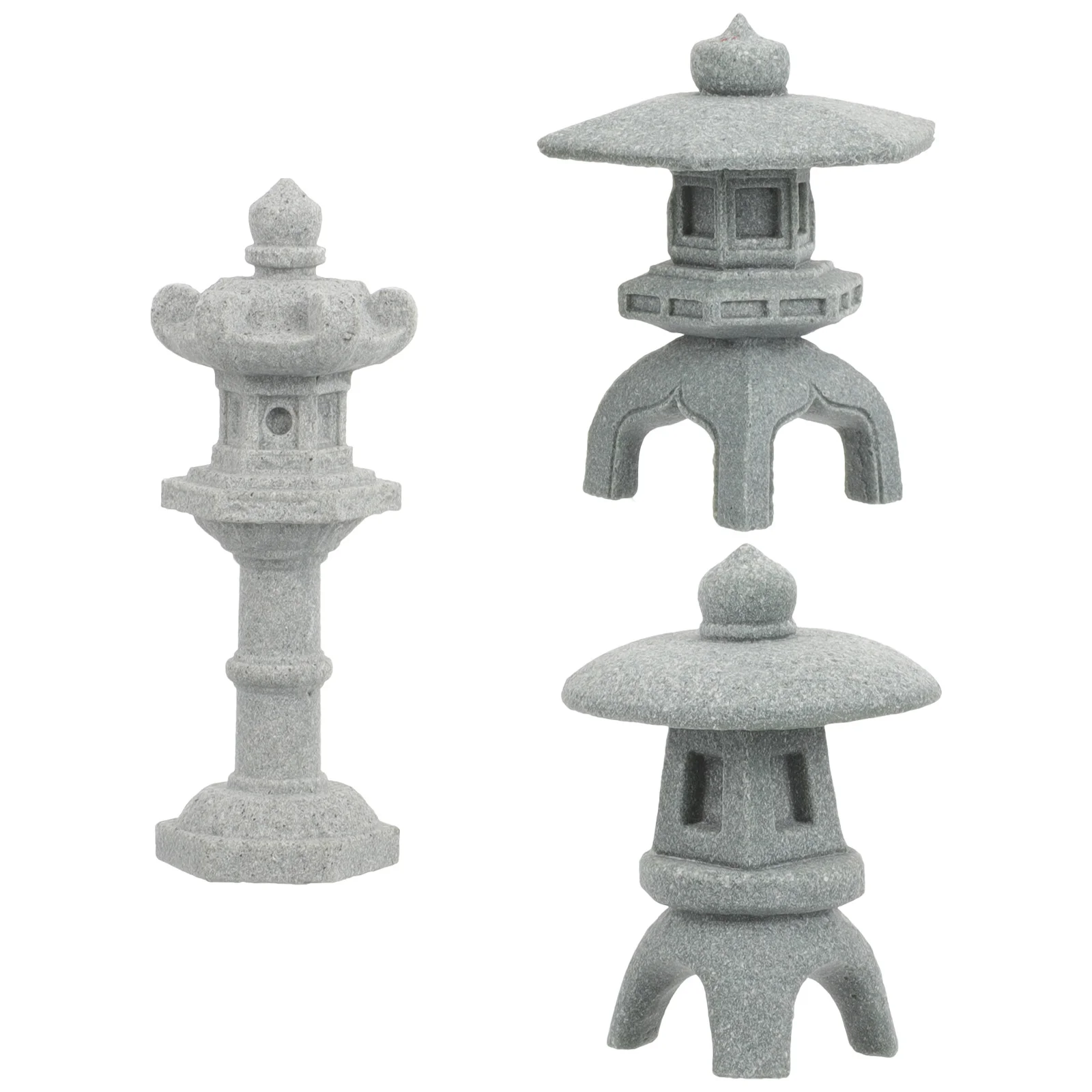 

3pcs Resin Pagoda Statue Miniature Chinese Stone Lantern Bonsai Landscape Decor