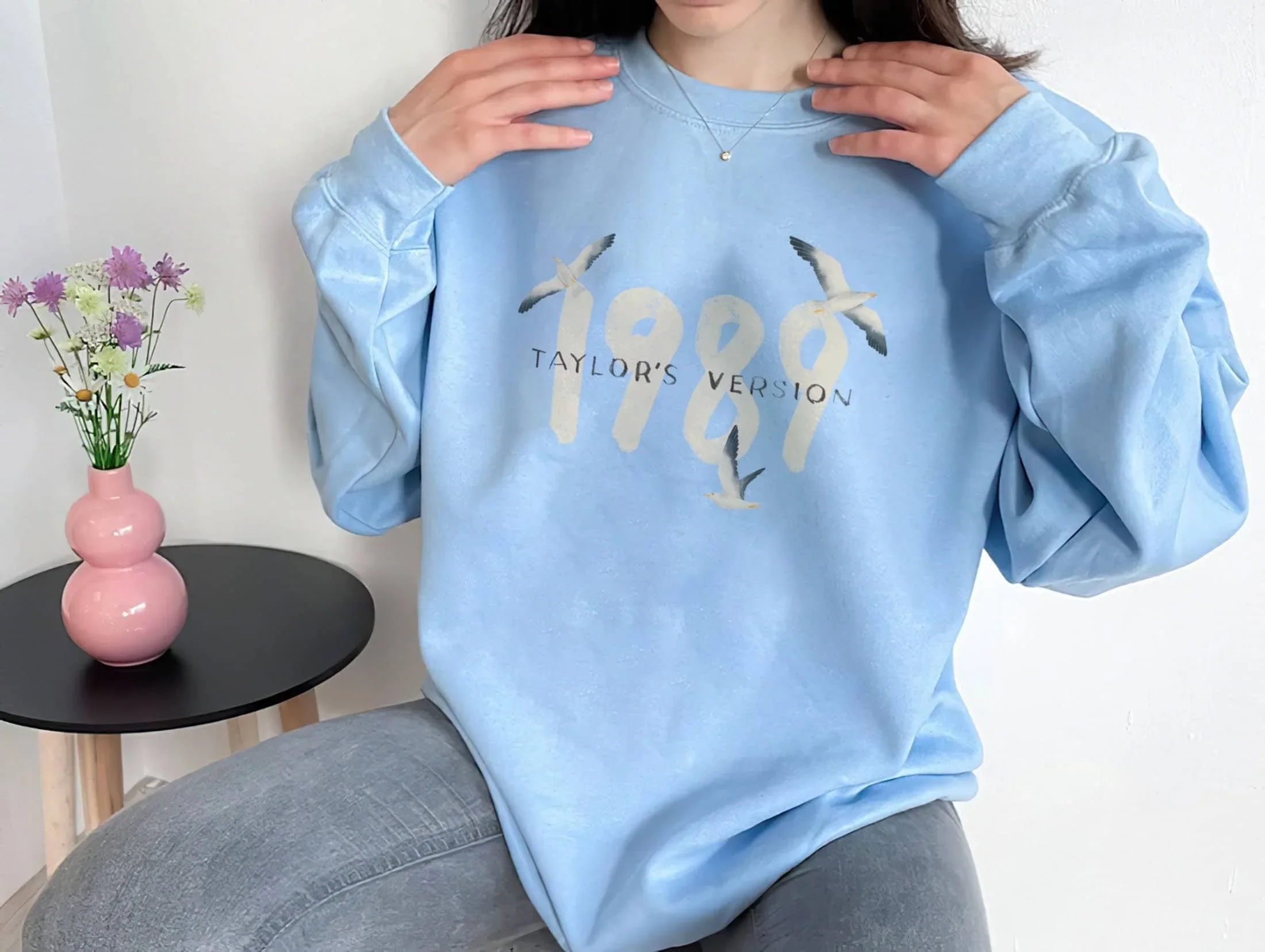

Cotton 2023 Taylor Swift Round Sweatshirt Sky Blue The Eras Tour Pullovers Men Women Hoodie Sweater Print Taylor Poster Clothes
