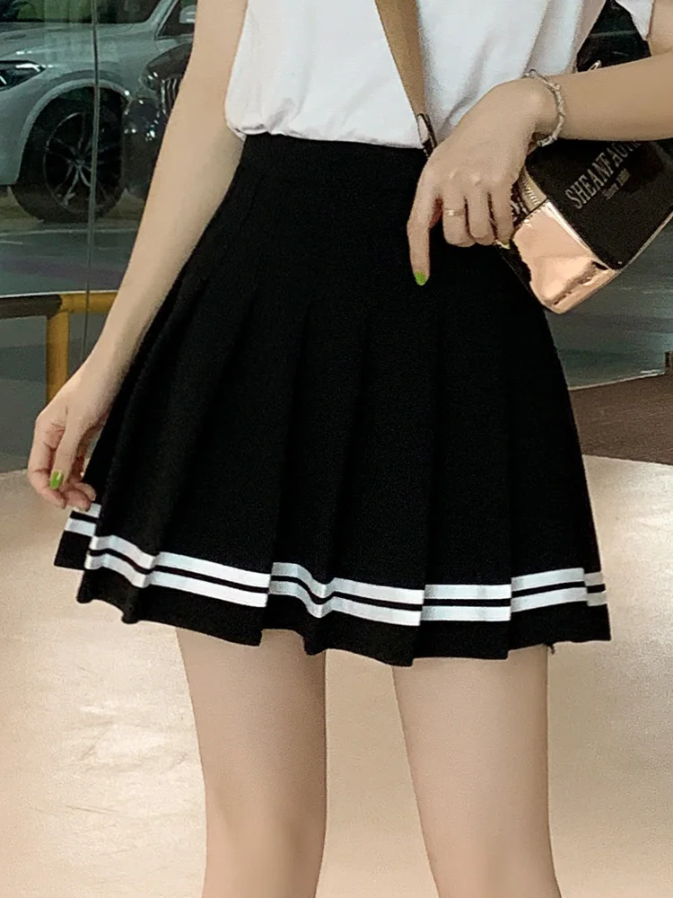 

School Uniform Kawaii Harajuku Skirts High Waist Pleated Skirts Women Girls Lolita A-line Sailor Skirt Large Size Preppy