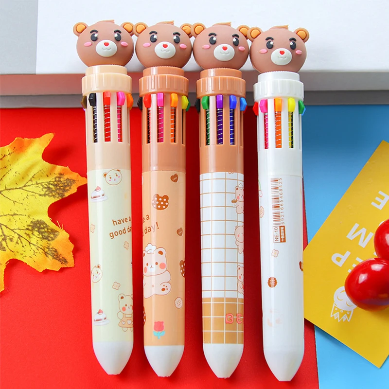 

Kawaii Bear Cartoon Silicone 10 Colors Chunky Ballpoint Pen School Office Supply Gift Stationery Papelaria Escolar