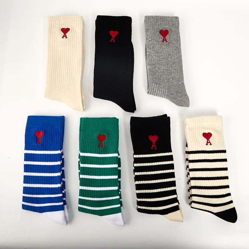 

Love Word Solid Color Stripe Simple Fashion Pure Cotton Girl Socks Tube Socks Simple Fashion Socks Barrel Socks