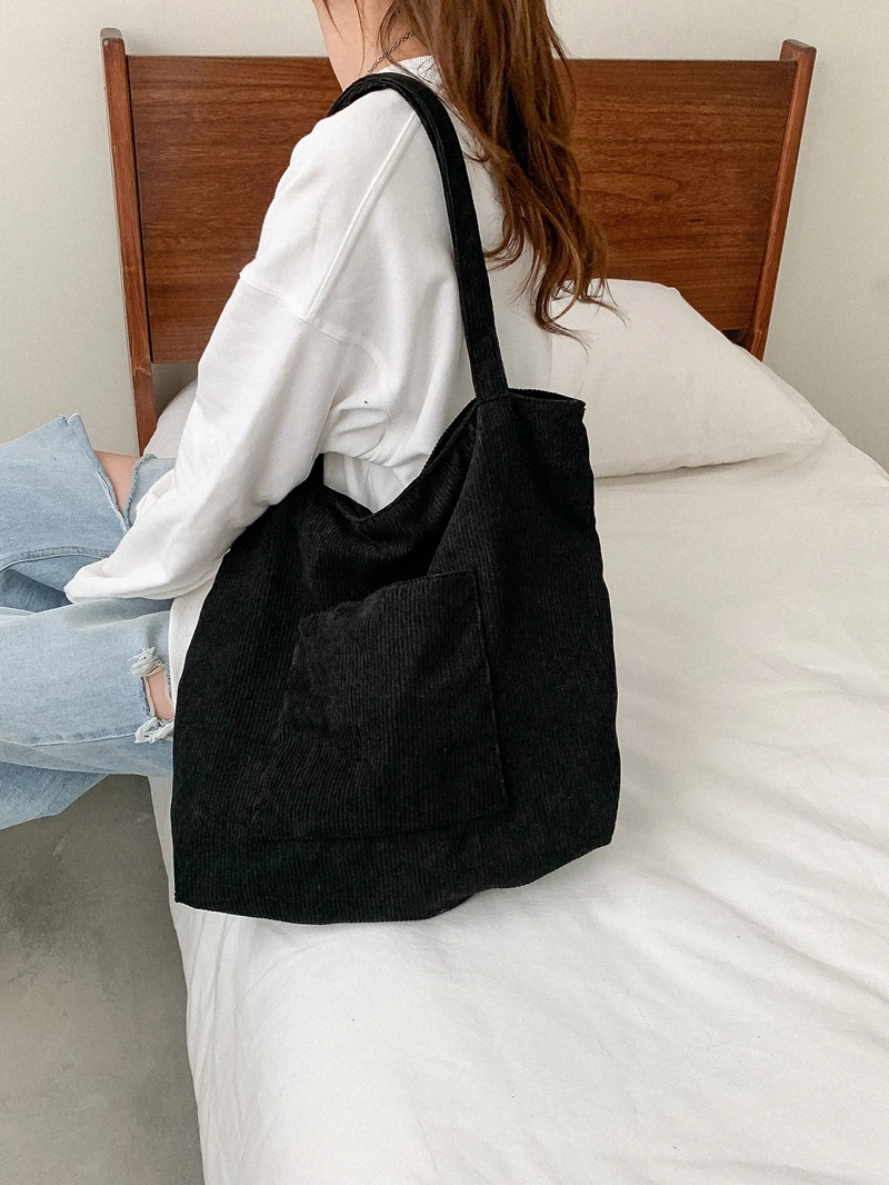 Casual Corduroy Tote Shopping Bag large capacity shoulder bag Woman Handbags Travel Bags Student Messenger Bag