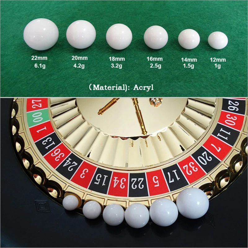 

5pcs Russian Roulette Ball Casino Roulette Game Replacement Ball Acrylic White Ball 12/14/16/18/20/22mm